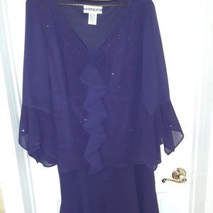 DanaKay 24W 2pcSwirlSparklCocktail Dress Eggplant